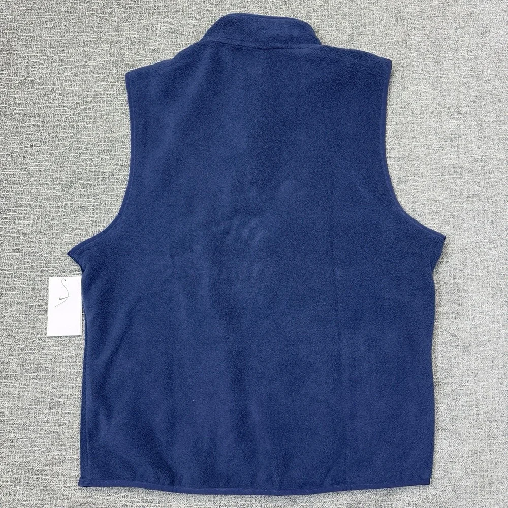 Nike Therma Fit Fleece Vest Mens Large Navy‎ 1/4 Zip Sleeveless DA4965-419 NWT